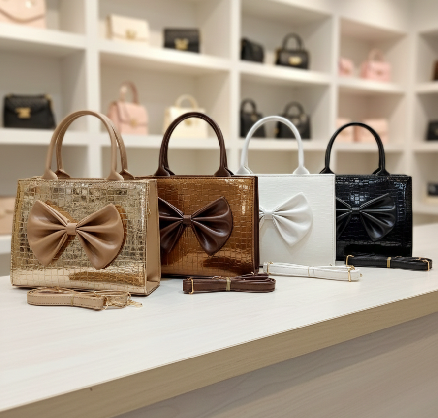 Eleganzo Bow Luxe Mini Tote – Soft Glam Everyday Bag