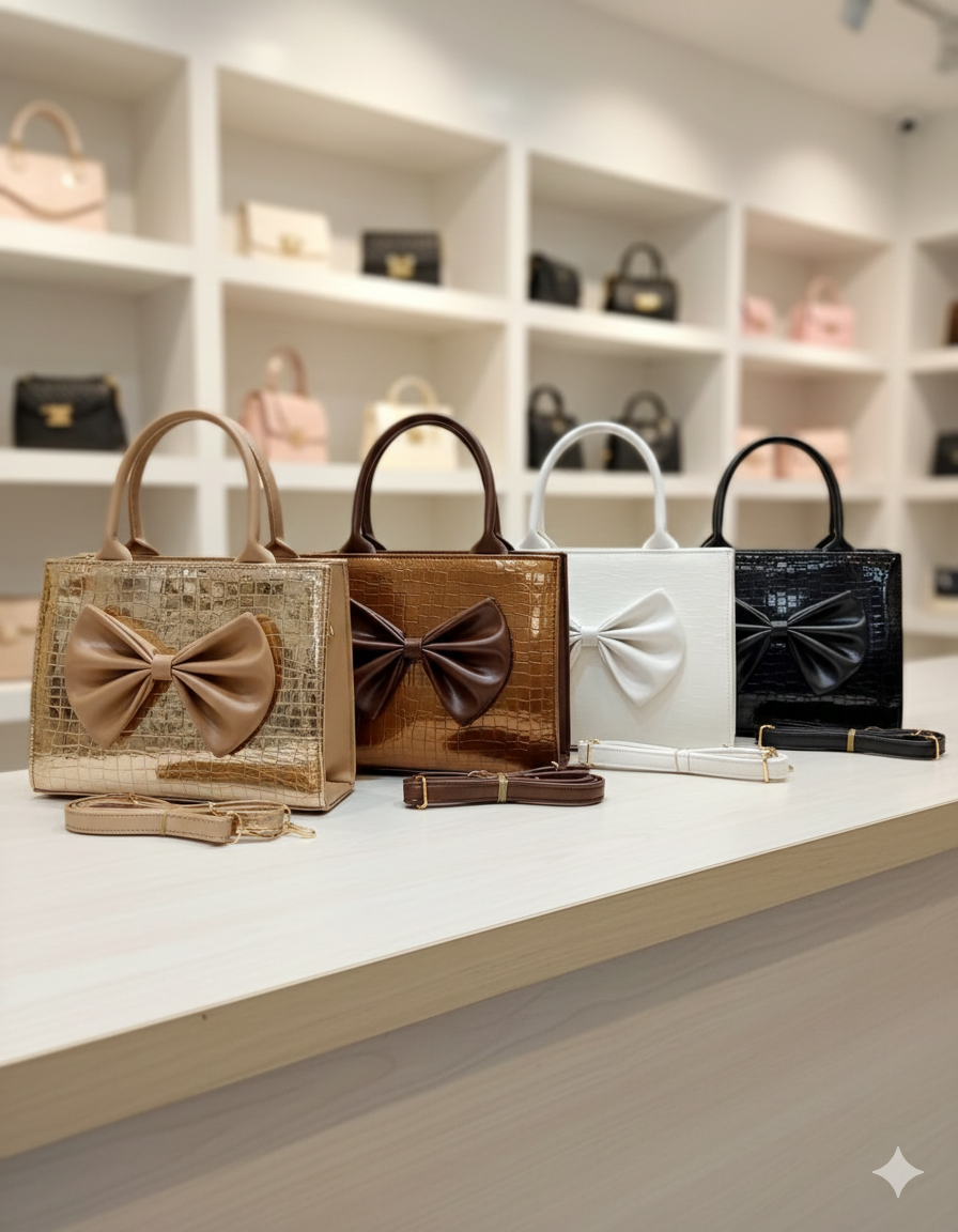 Eleganzo Bow Luxe Mini Tote – Soft Glam Everyday Bag