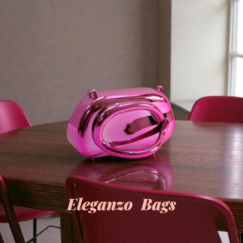 Eleganzo Metallic Oval Clutch Bag – Luxury Acrylic Evening Handbag